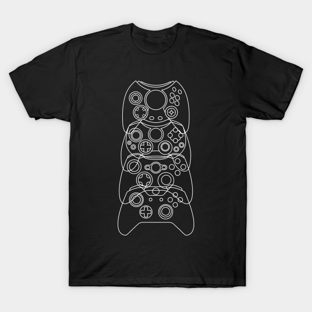 Xbox Controller Evolution (White Lines) T-Shirt by ZeroSagitary